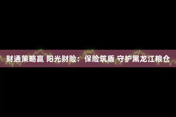 财通策略嬴 阳光财险：保险筑盾 守护黑龙江粮仓